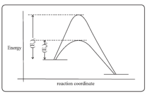 Potential energy barriers for catalyzed and uncatalyzed reactions