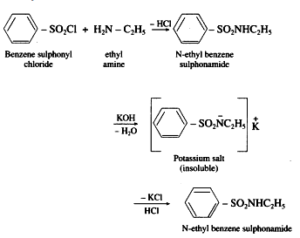 Distinguish between ethylamine by using Hinsberg’s reagent