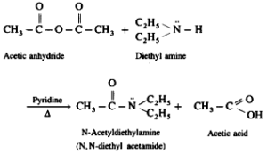 action of acetic anhydride diethylamine